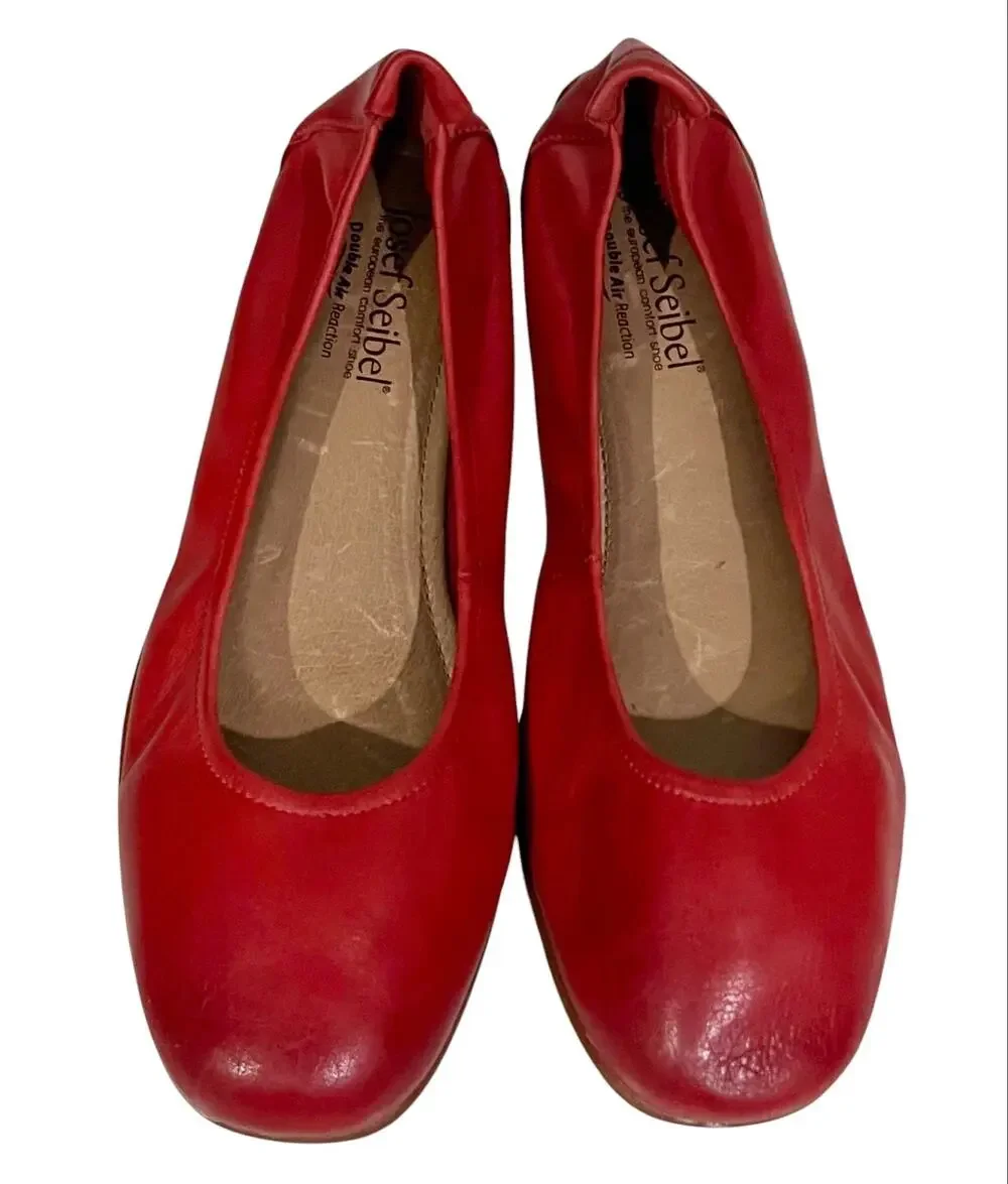 Josef Seibel Women's Size EU 36 US 5-5.5 Double Air Red Leather Ballet Flats